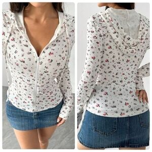 SHEIN Floral full zipper hoodie